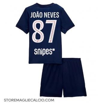 Paris Saint-Germain Joao Neves #87 Maglia Gara Casa Repliche 2025-26 Bambino